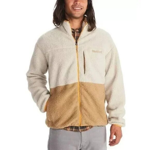Marmot Mens Fleece Aros Jacket Size: M Color: Tan - Picture 5 of 5